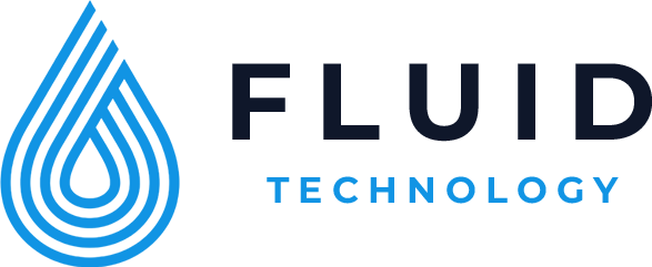 Fluid Technology logo with blue and black design elements